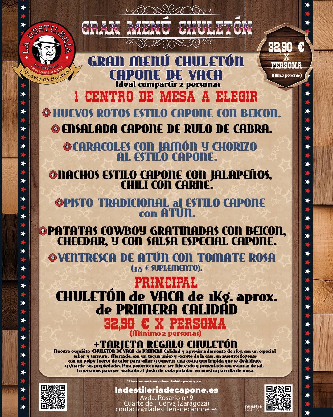 Gran menú chuletón 2025